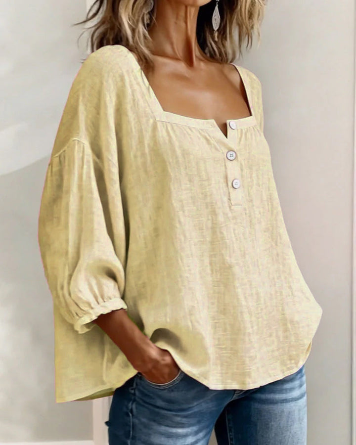 Sivara – décolleté carré en mélange coton-lin, blouse