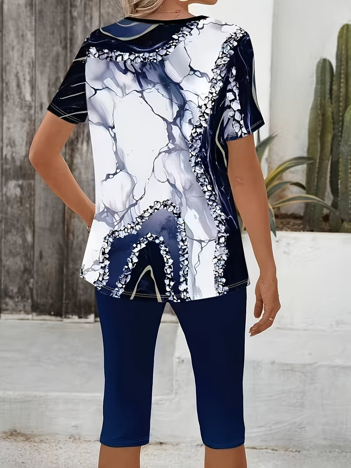 Anvina – ensemble en coton mélangé à imprimé géométrique