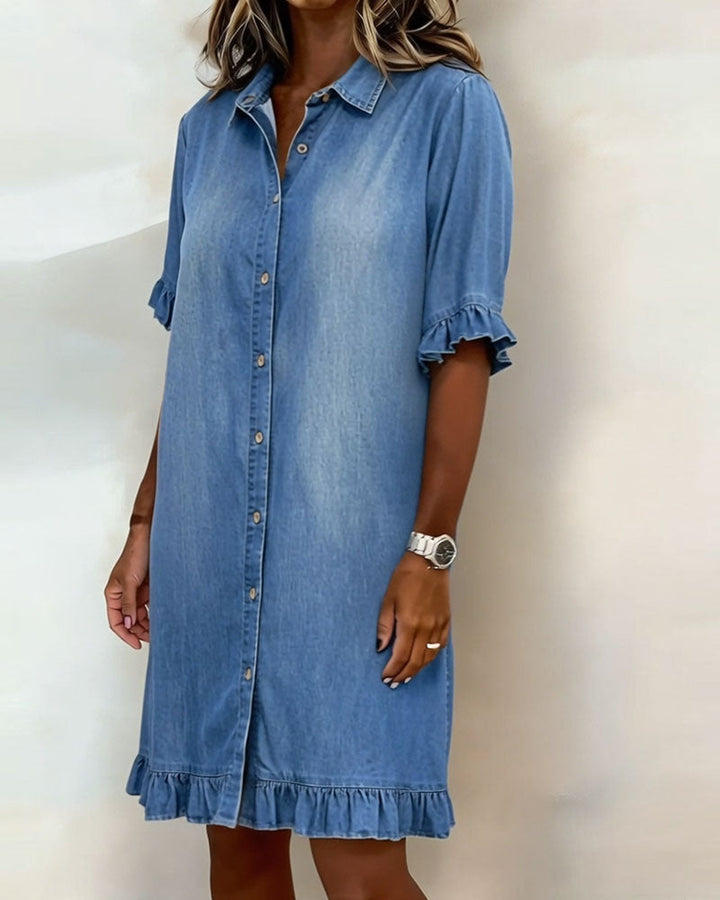 Kiraya – Robe en jean à manches volantées