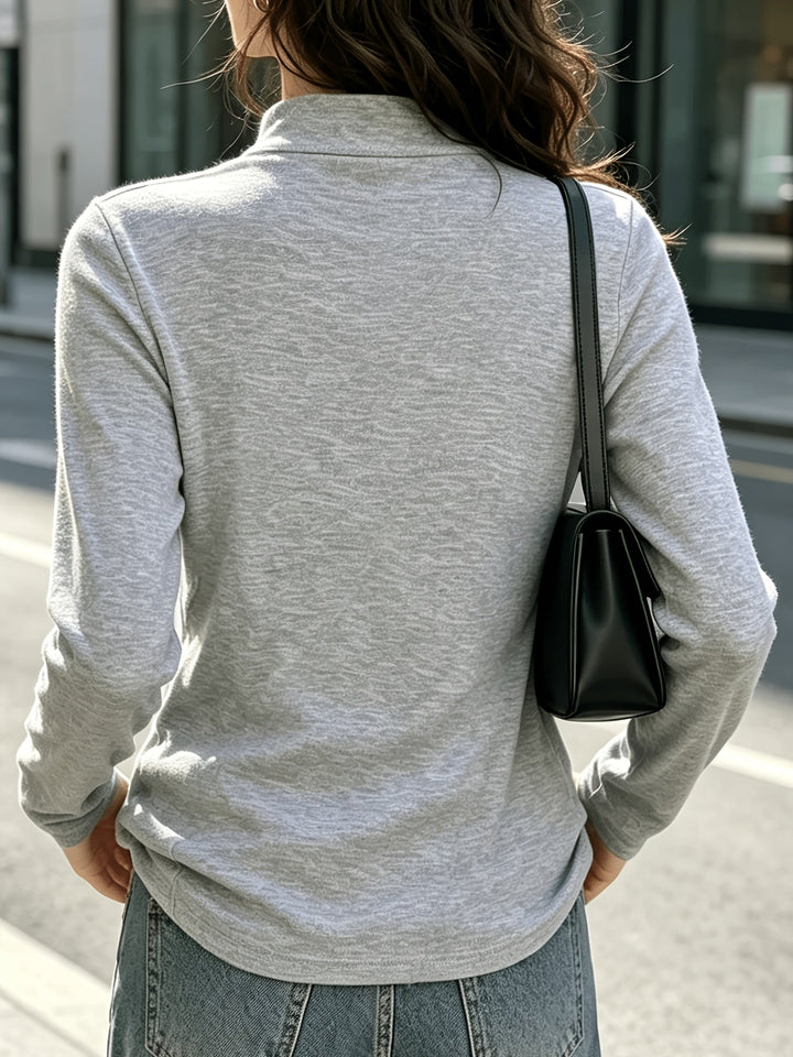 Selara – Col montant en tricot extensible, t-shirt à manches longues