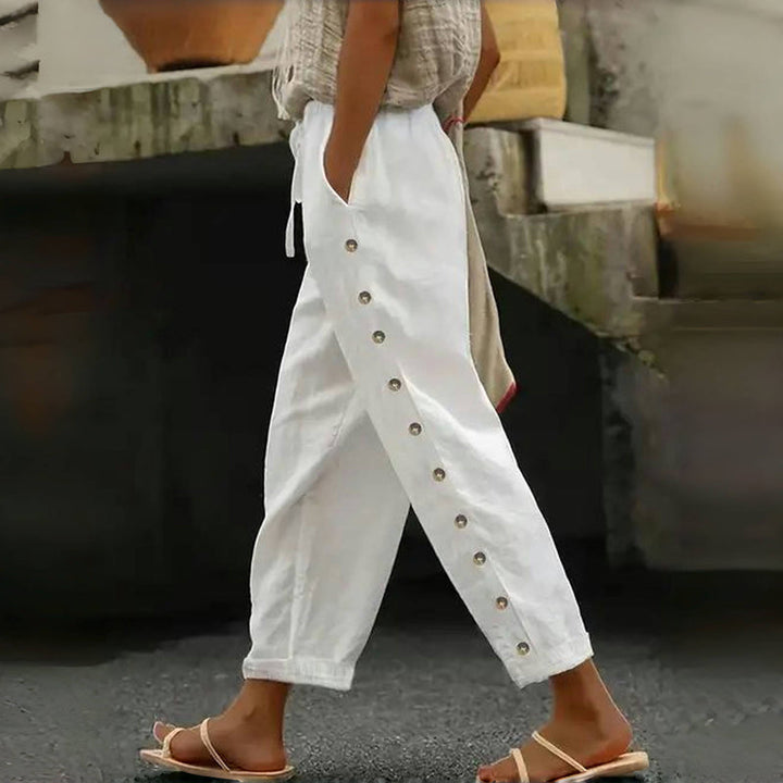 Maevra – pantalon en coton-chanvre à taille élastique