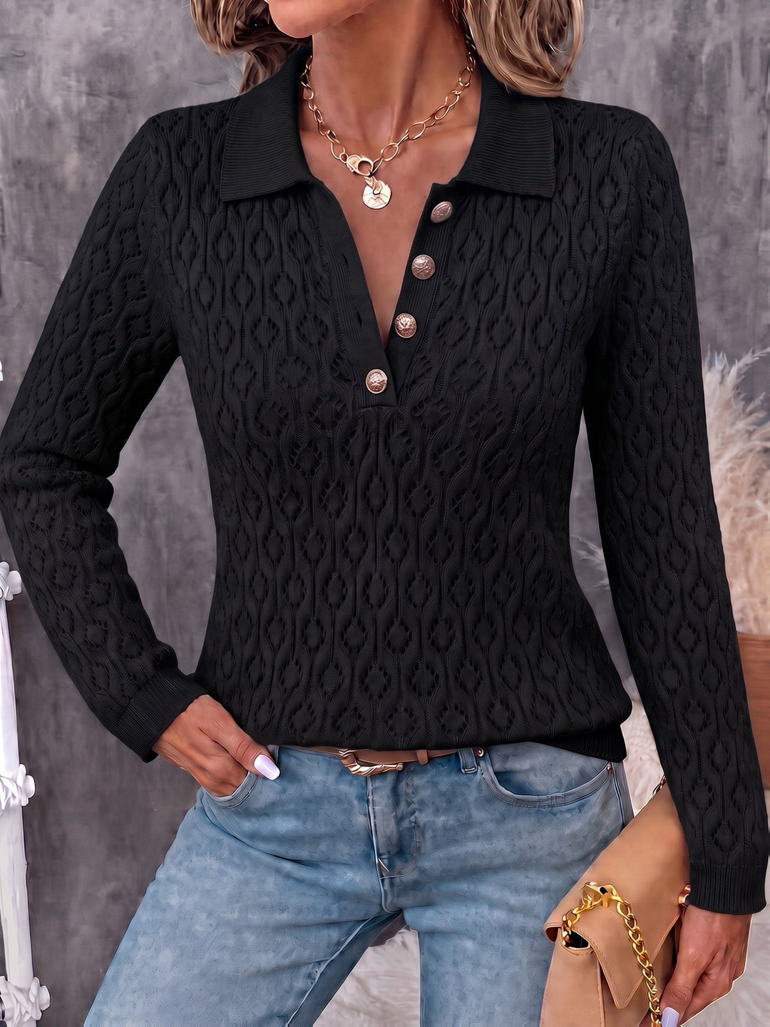 Avenya – pull polo en maille aérée