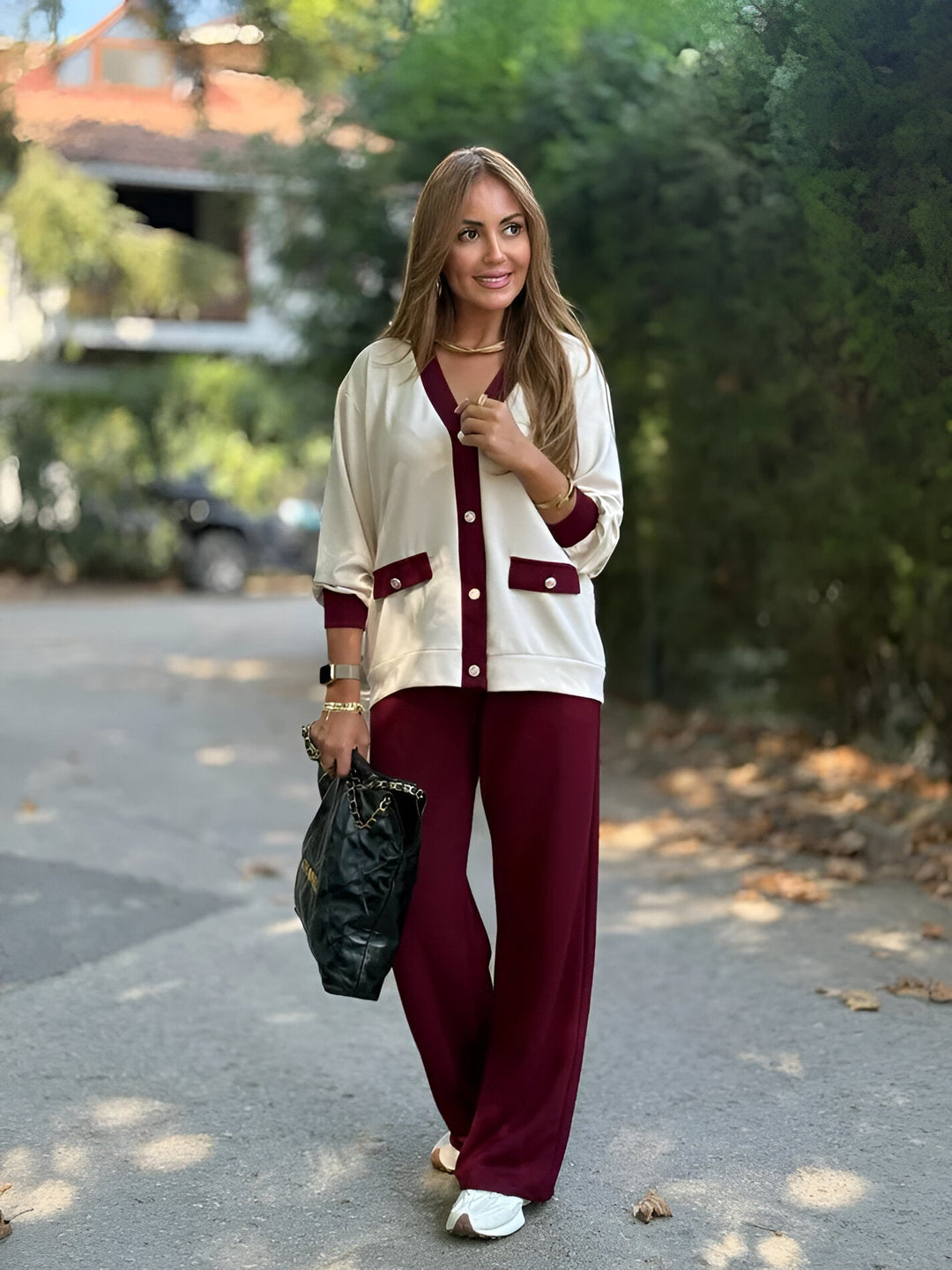 Evoria – ensemble en maille cardigan-pantalon sur mesure