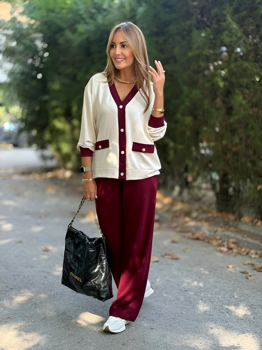 Evoria – ensemble en maille cardigan-pantalon sur mesure