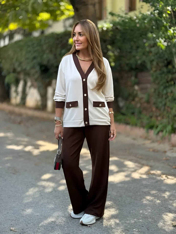 Evoria – ensemble en maille cardigan-pantalon sur mesure