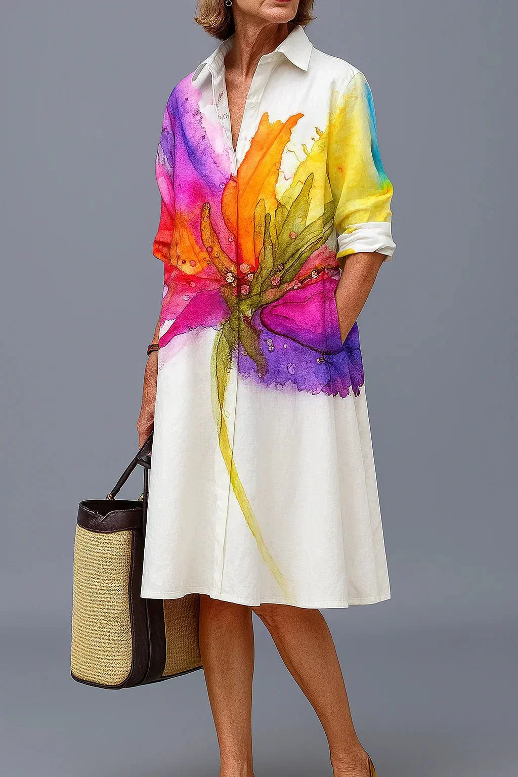 Vaelia – Robe midi drapée en tissu