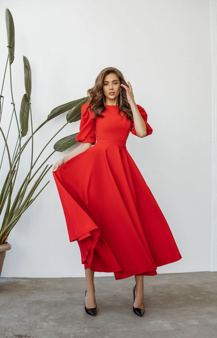 Alenya – Robe midi tissée cintrée à la taille