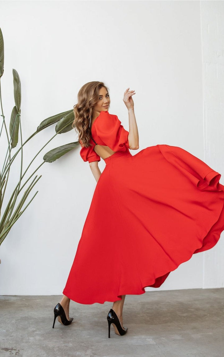 Alenya – Robe midi tissée cintrée à la taille