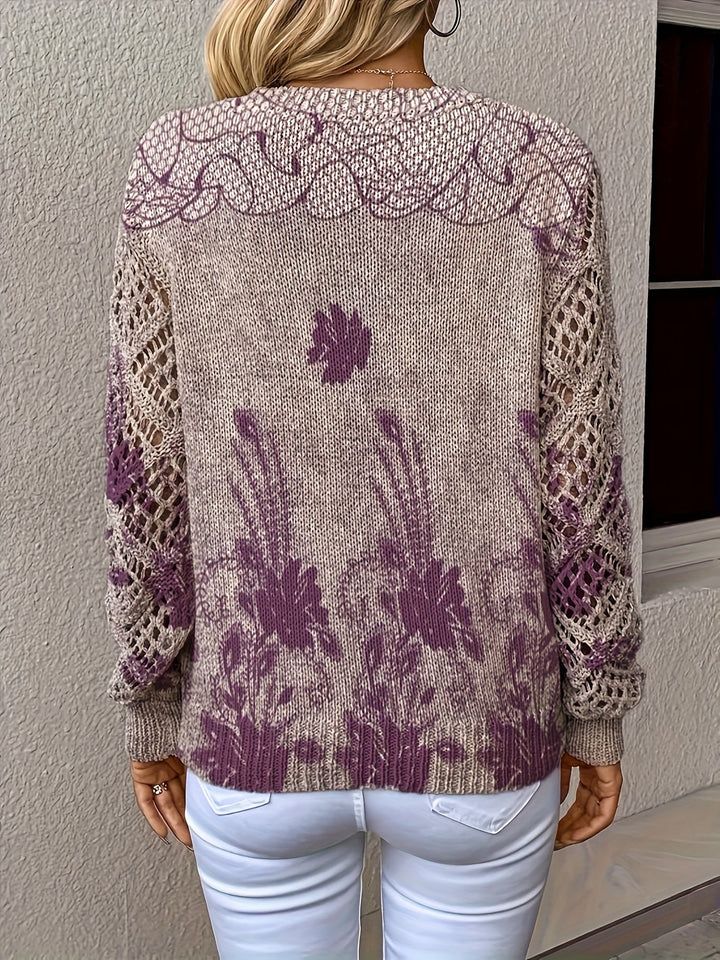 Aunira – Pull en tricot à motif floral