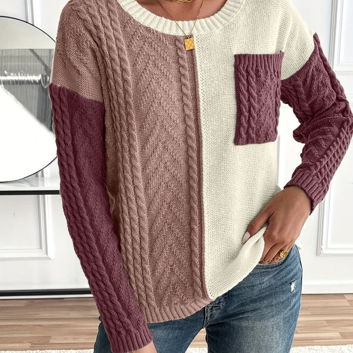 Nireva – blocs de couleur, maille torsadée, pull
