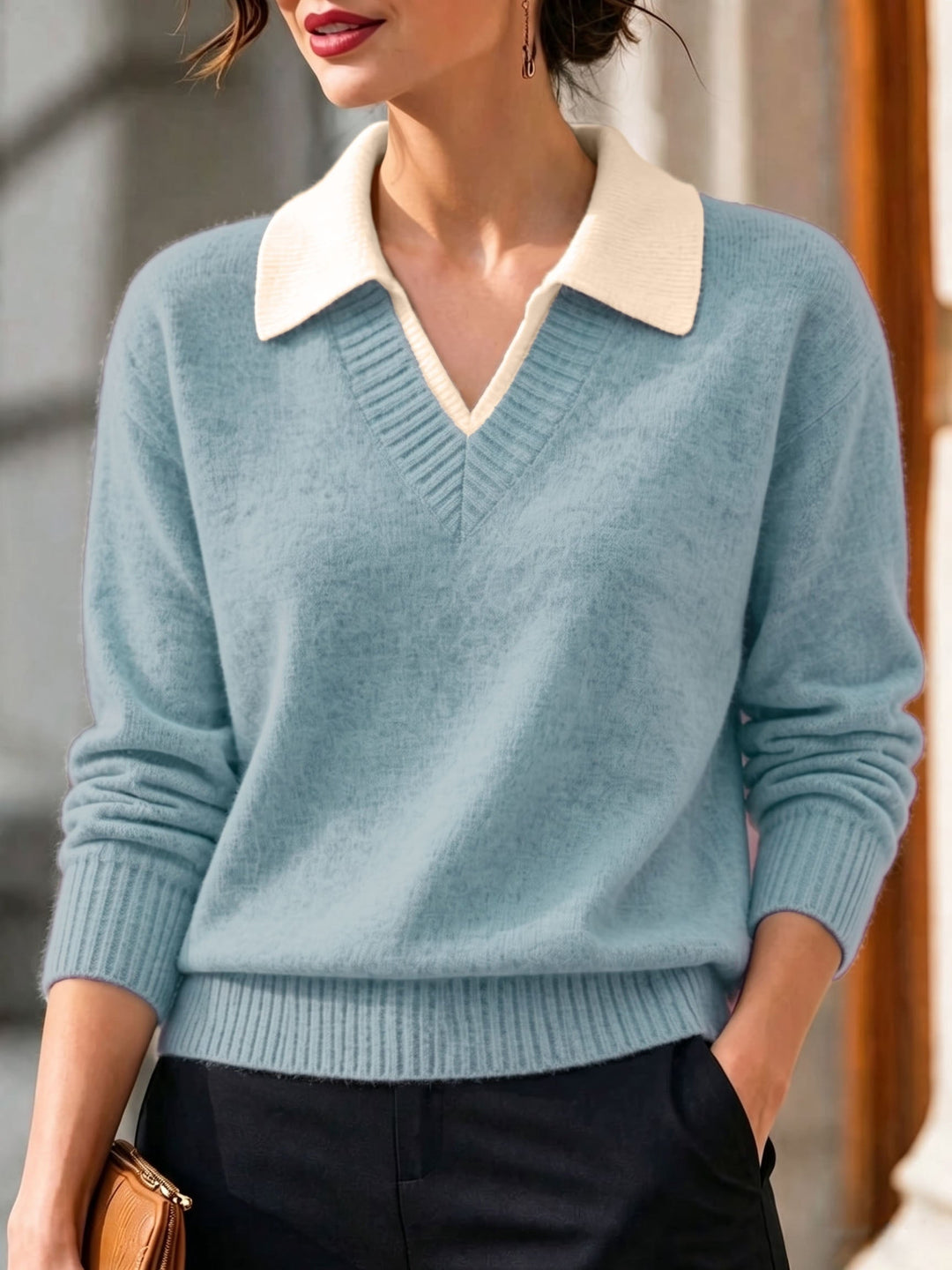 Cirelle – Col contrasté à double épaisseur en tricot, pull