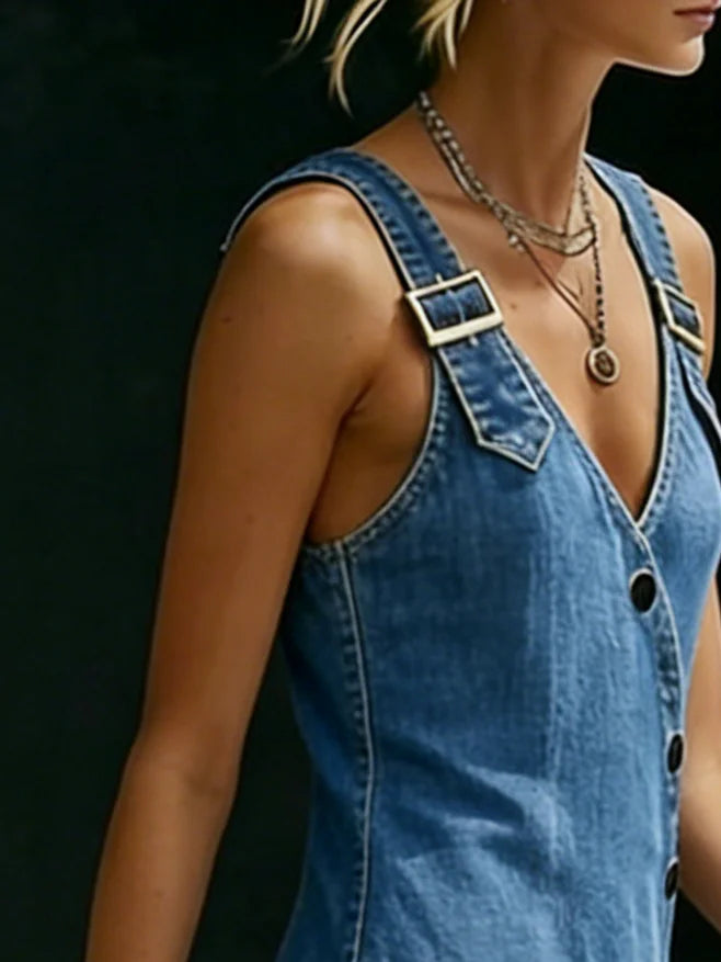 Elyra – robe en denim à boutons
