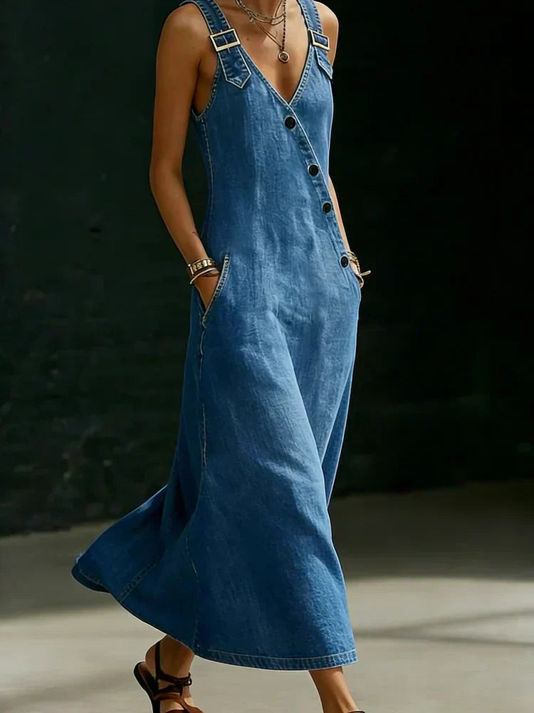 Elyra – robe en denim à boutons