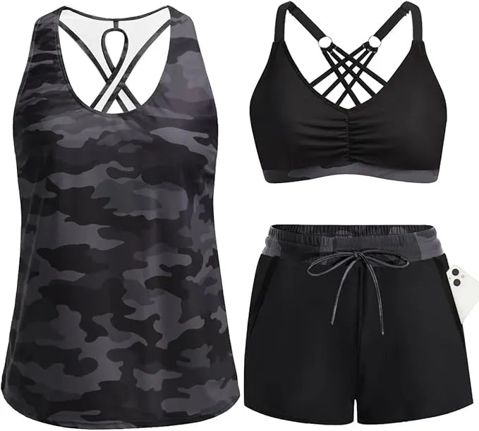 Rilena – Ensemble de tankini en tricot avec shorty à poches