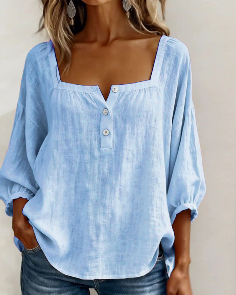 Sivara – décolleté carré en mélange coton-lin, blouse