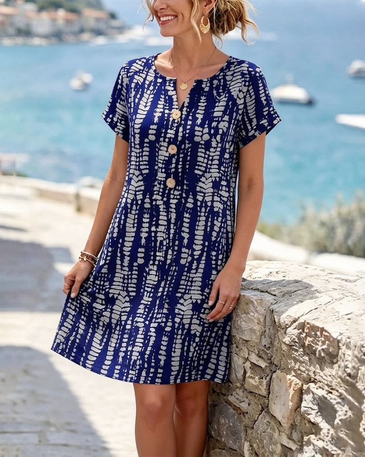 Mevara – Robe imprimée à patte de boutonnage