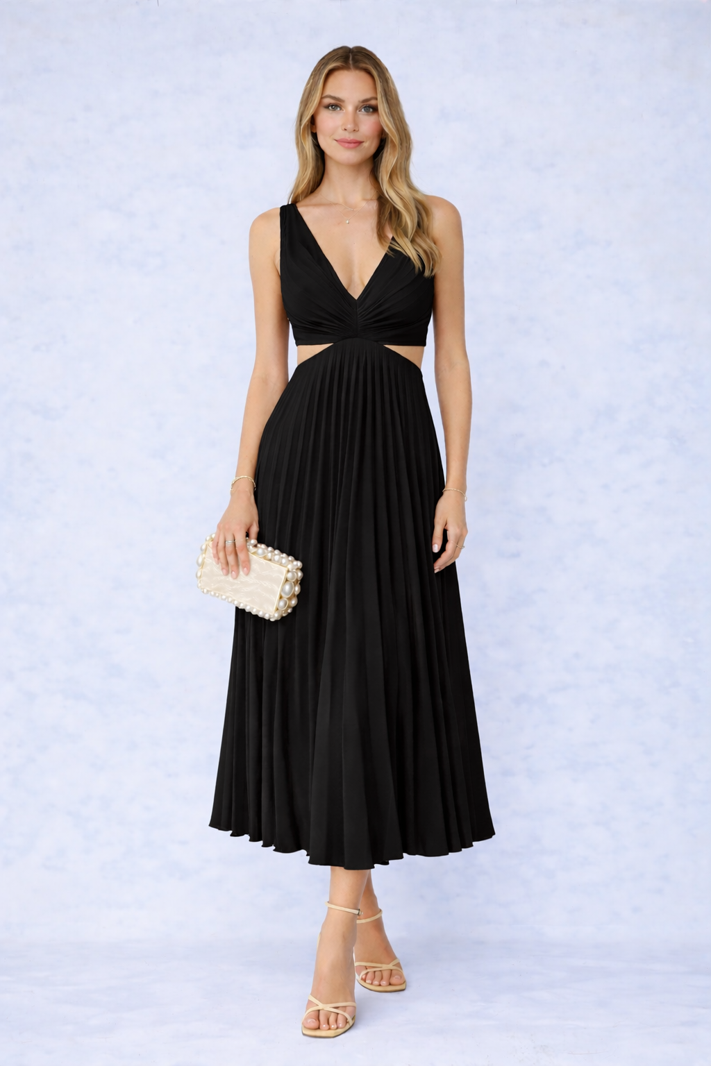 Virela – robe maxi en tissu drapé