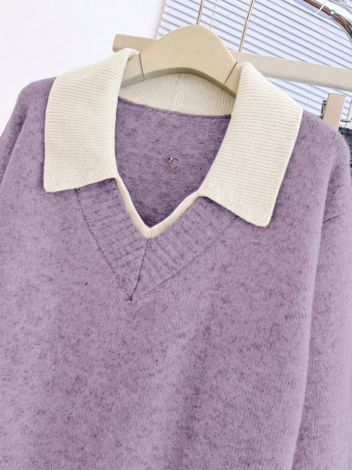 Cirelle – Col contrasté à double épaisseur en tricot, pull