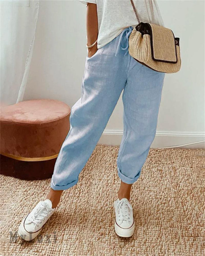 Mevra – pantalon droit en lin-coton