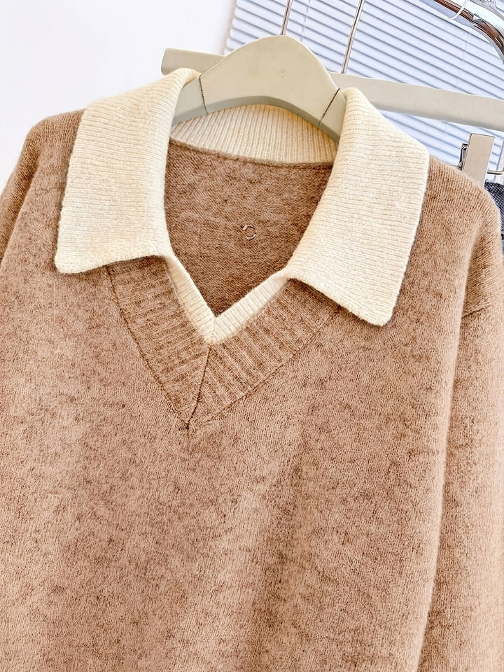 Cirelle – Col contrasté à double épaisseur en tricot, pull