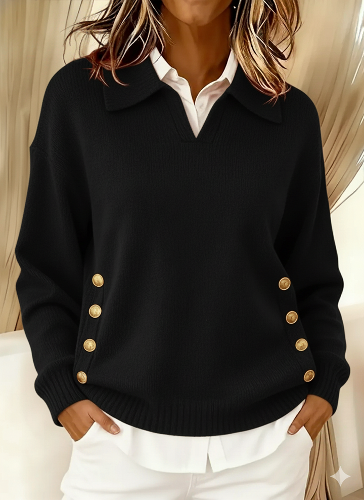 Navira – Pull à col polo boutonné sur le côté