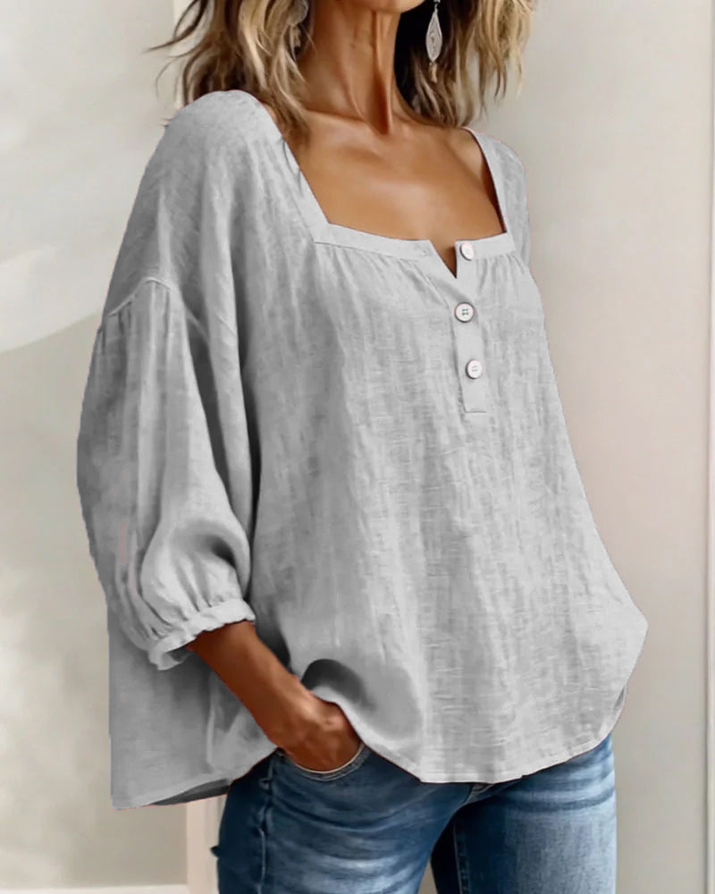 Sivara – décolleté carré en mélange coton-lin, blouse