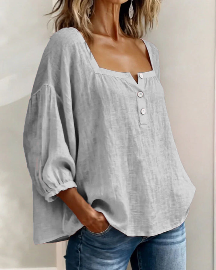 Sivara – décolleté carré en mélange coton-lin, blouse