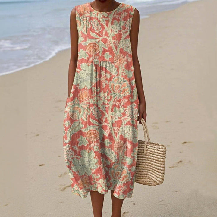 Novira – à imprimé floral, en mélange de coton, robe midi