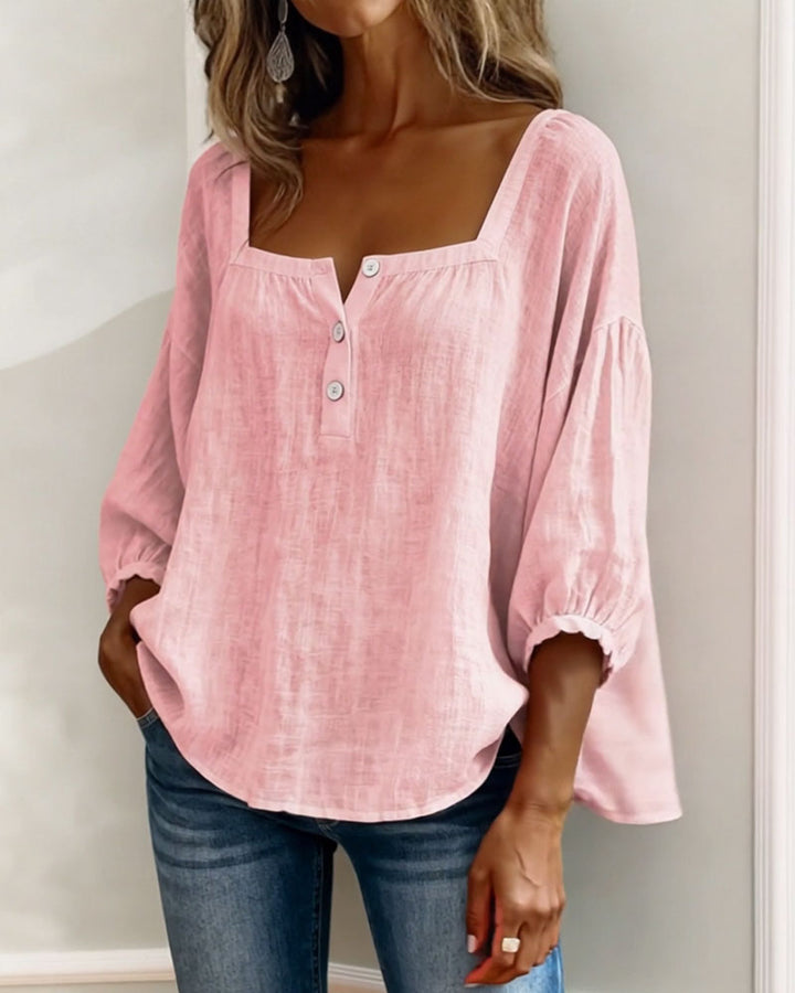 Sivara – décolleté carré en mélange coton-lin, blouse