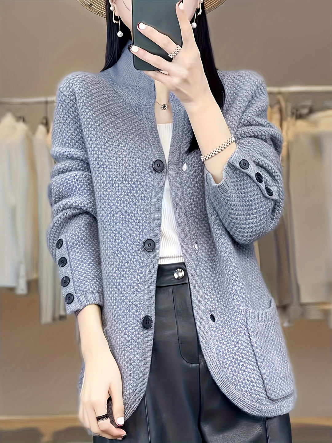 Vesara – cardigan en tricot à col montant