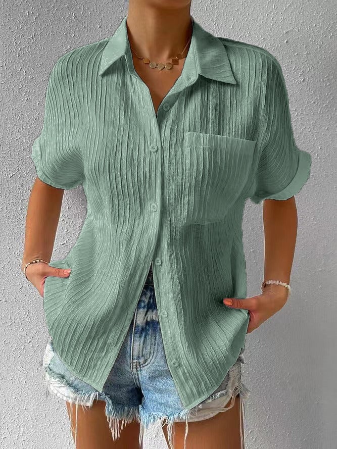 Navira – À col chemise en coton mélangé, blouse