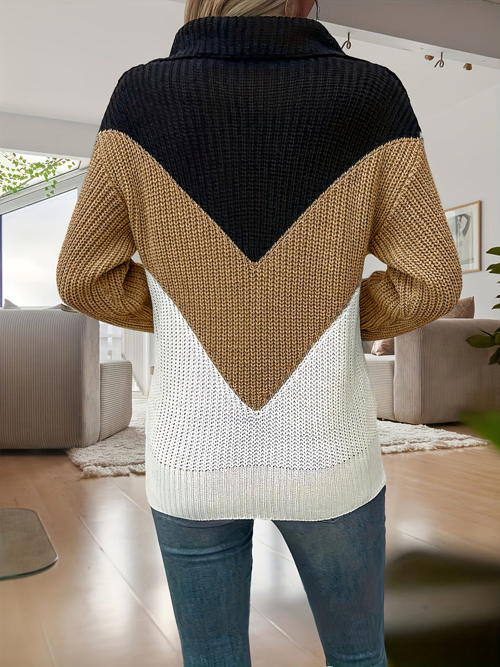 Velira – pull zippé en tricot bicolore