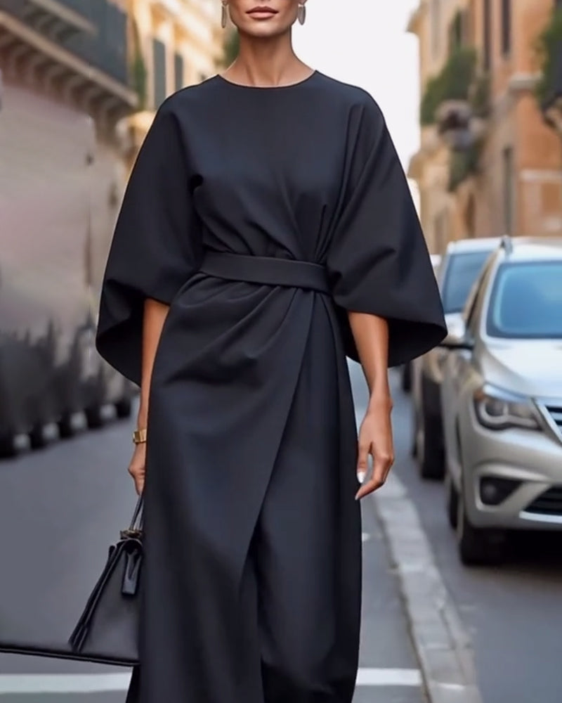 Mireva – Robe tissée à manches lanterne