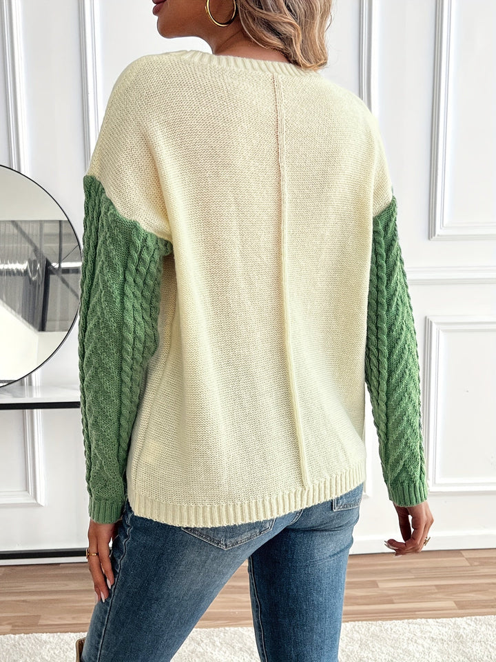 Nireva – blocs de couleur, maille torsadée, pull