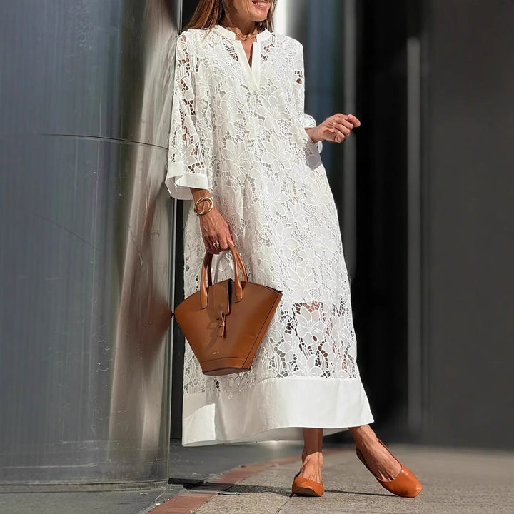 Mevara – Robe maxi en dentelle transparente