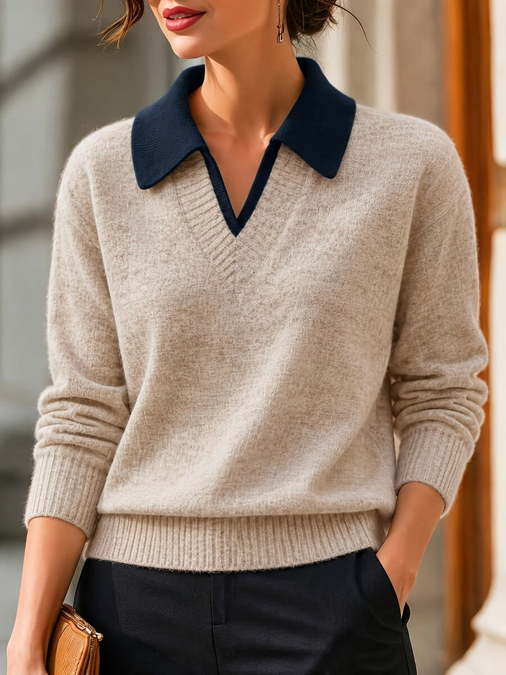 Cirelle – Col contrasté à double épaisseur en tricot, pull