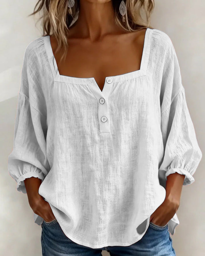 Sivara – décolleté carré en mélange coton-lin, blouse