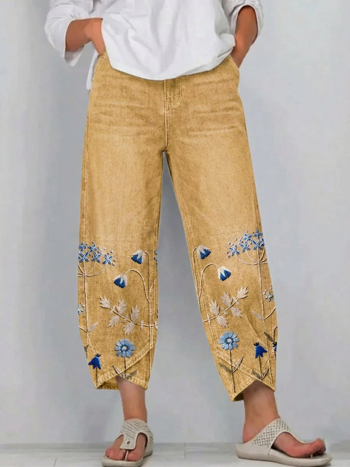 Anvera – pantalon en coton brodé