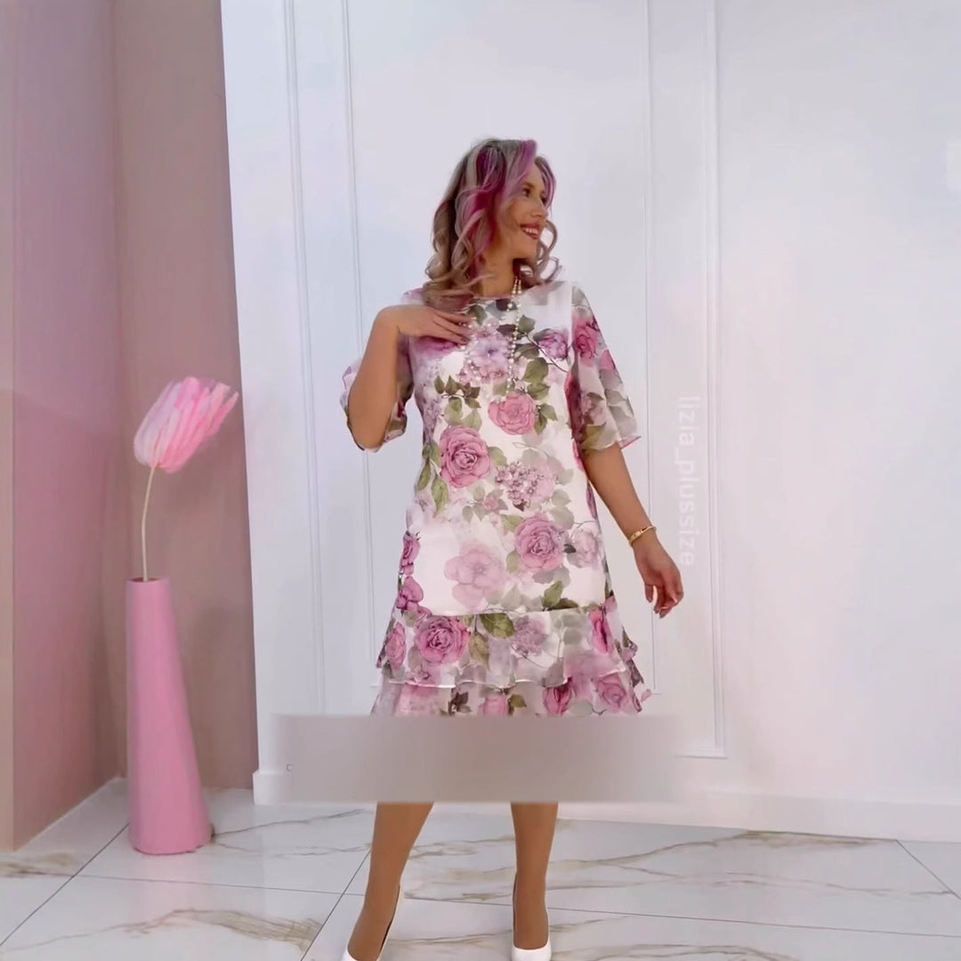 Nelira – Robe maxi à manches courtes