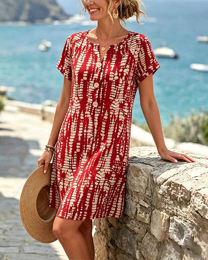 Mevara – Robe imprimée à patte de boutonnage