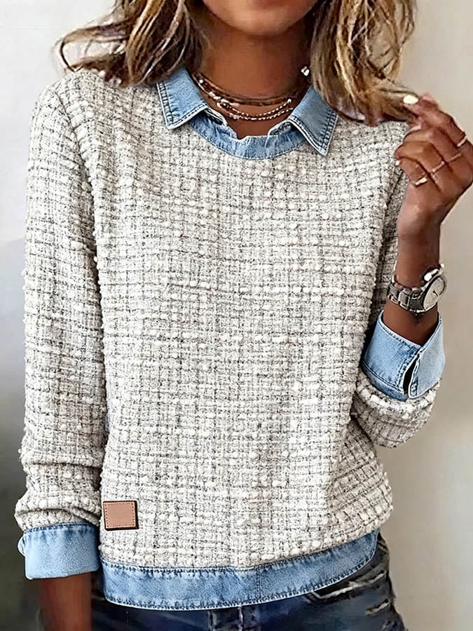 Avenya – Sweat à capuche en patchwork de denim