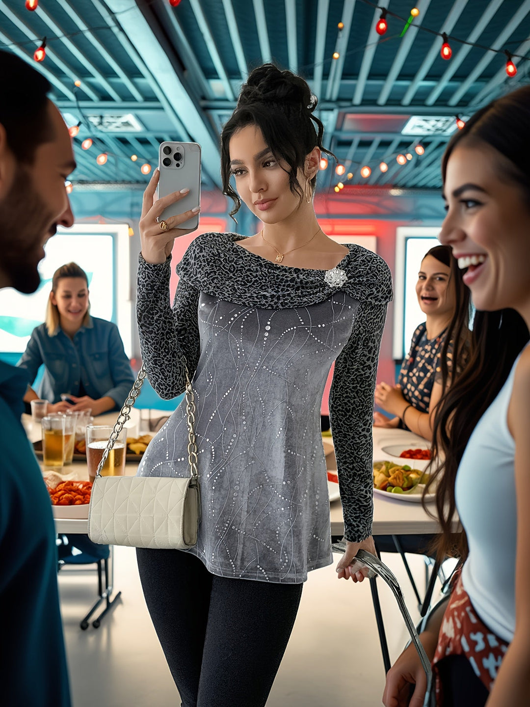 Avenya – Pull en maille à col en satin