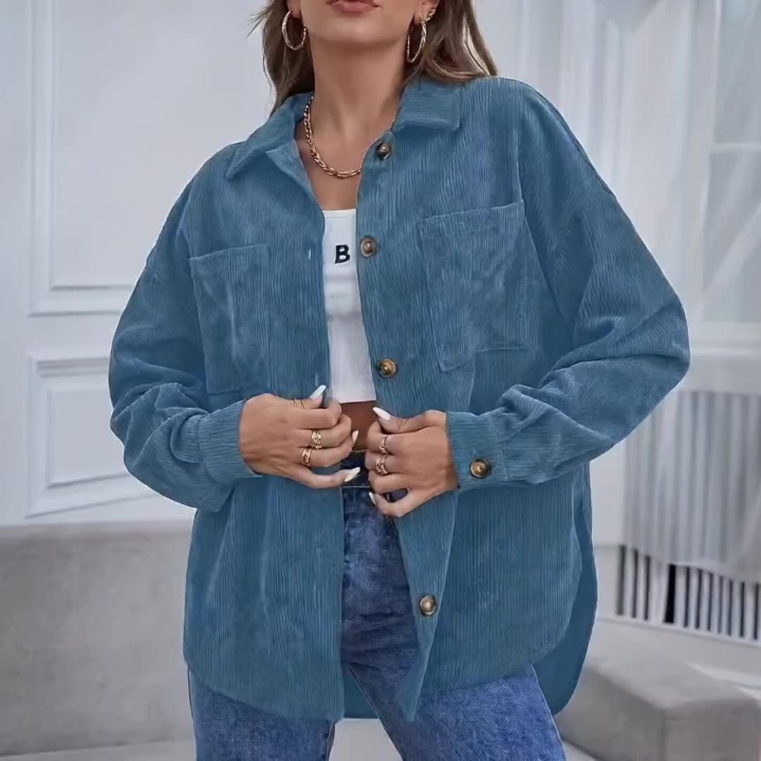 Novira – Chemise en velours côtelé à col Henley