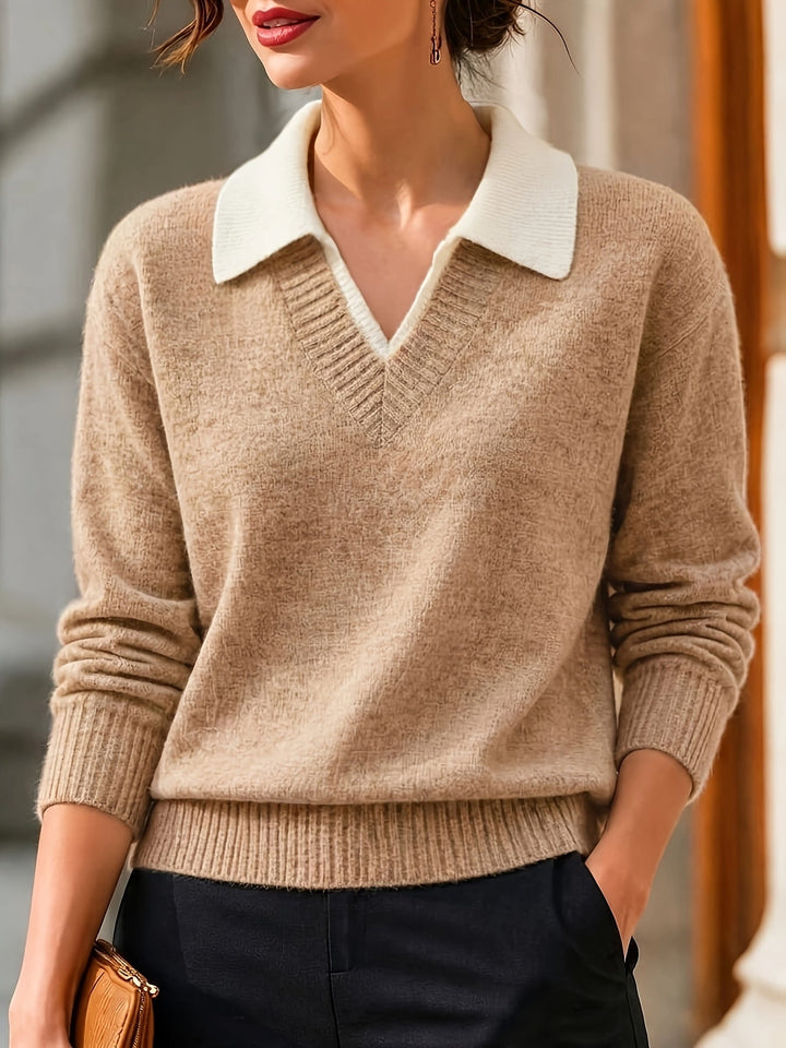 Cirelle – Col contrasté à double épaisseur en tricot, pull