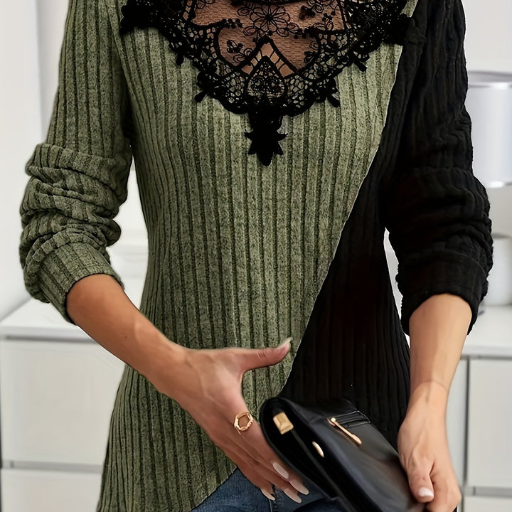 Rilena – pull en tricot à patchwork de dentelle contrastée