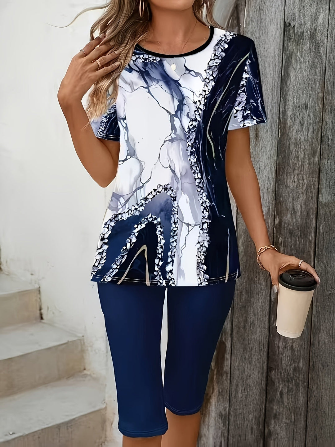 Anvina – ensemble en coton mélangé à imprimé géométrique