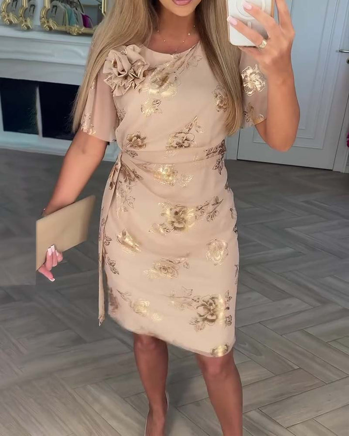 Renali – Robe en coton mélangé boutonnée à la taille