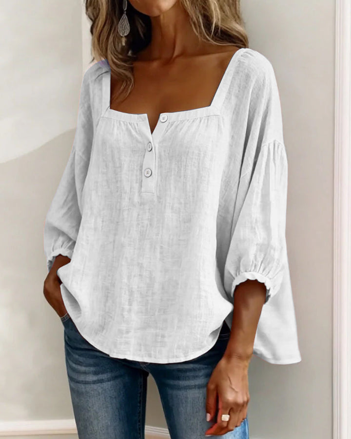Sivara – décolleté carré en mélange coton-lin, blouse