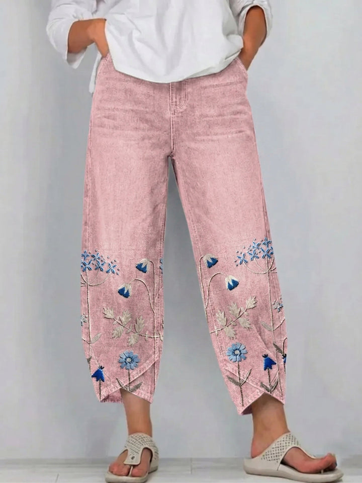 Anvera – pantalon en coton brodé