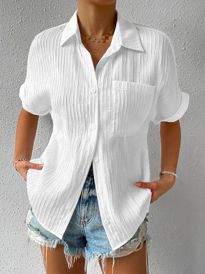 Navira – À col chemise en coton mélangé, blouse
